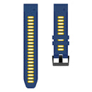 For Garmin Fenix 7X Solar 26mm Silicone Sports Two-Color Watch Band(Midnight Blue+Yellow)