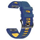For Garmin Fenix 7X Solar 26mm Silicone Sports Two-Color Watch Band(Midnight Blue+Yellow)