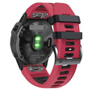 For Garmin Fenix 5 22mm Silicone Sports Two-Color Watch Band(Red+Black)