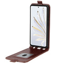 For Honor 70 R64 Texture Vertical Flip Leather Phone Case(Brown)