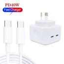SDC-40W Dual PD USB-C / Type-C Ports Charger with 1m Dual Type-C Cable, AU Plug