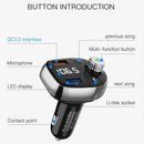T62 Dual USB QC 3.0 Fast Charger Bluetooth 5.0 Adapter MP3 Player Handsfree Car Kit FM Transmitter