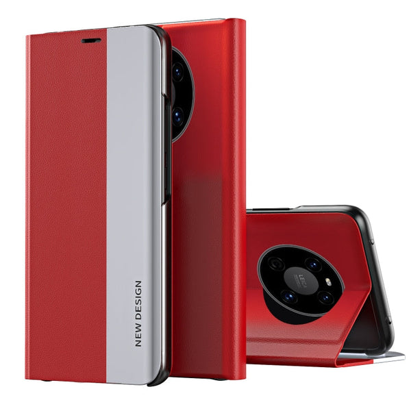 For Huawei Mate 40 Pro Side Electroplated Adsorption Leather Phone Case(Red)