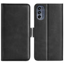 For Motorola G62 5G Dual-side Magnetic Buckle Horizontal Flip Leather Phone Case(Black)