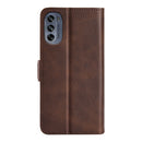 For Motorola G62 5G Dual-side Magnetic Buckle Horizontal Flip Leather Phone Case(Brown)
