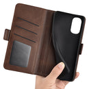 For Motorola G62 5G Dual-side Magnetic Buckle Horizontal Flip Leather Phone Case(Brown)