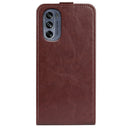 For Motorola Moto G62 5G R64 Texture Vertical Flip Leather Phone Case(Brown)