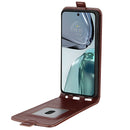 For Motorola Moto G62 5G R64 Texture Vertical Flip Leather Phone Case(Brown)