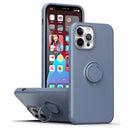 Ring Kickstand Silicone Phone Case For iPhone 14(Gray)