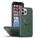 Ring Kickstand Silicone Phone Case For iPhone 14(Army Green)