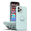 Ring Kickstand Silicone Phone Case For iPhone 14(Light Cyan)