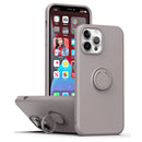 Ring Kickstand Silicone Phone Case For iPhone 14(Khaki)