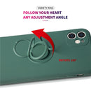 Ring Kickstand Silicone Phone Case For iPhone 14(Mint Green)