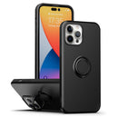 Ring Kickstand Silicone Phone Case For iPhone 14 Pro Max(Black)