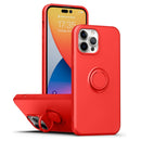 Ring Kickstand Silicone Phone Case For iPhone 14 Pro Max(Red)