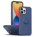 Ring Kickstand Silicone Phone Case For iPhone 14 Pro Max(Blue)