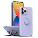 Ring Kickstand Silicone Phone Case For iPhone 14 Pro Max(Light Purple)