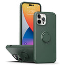 Ring Kickstand Silicone Phone Case For iPhone 14 Pro Max(Army Green)
