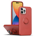 Ring Kickstand Silicone Phone Case For iPhone 14 Pro Max(Hawthorn Red)