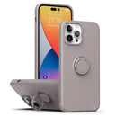 Ring Kickstand Silicone Phone Case For iPhone 14 Pro Max(Khaki)