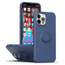 Ring Kickstand Silicone Phone Case For iPhone 14 Max(Blue)