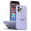 Ring Kickstand Silicone Phone Case For iPhone 14 Max(Light Purple)