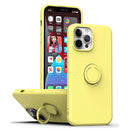 Ring Kickstand Silicone Phone Case For iPhone 14 Max(Yellow)