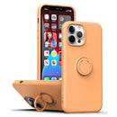 Ring Kickstand Silicone Phone Case For iPhone 14 Max(Orange)