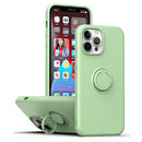 Ring Kickstand Silicone Phone Case For iPhone 14 Max(Mint Green)