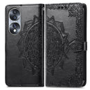 For Honor 70 Mandala Flower Embossed Horizontal Flip Leather Phone Case(Black)
