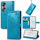 For Honor 70 Mandala Flower Embossed Horizontal Flip Leather Phone Case(Blue)