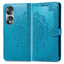 For Honor 70 Mandala Flower Embossed Horizontal Flip Leather Phone Case(Blue)