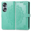 For Honor 70 Mandala Flower Embossed Horizontal Flip Leather Phone Case(Green)