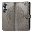 For Honor 70 Mandala Flower Embossed Horizontal Flip Leather Phone Case(Gray)