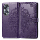 For Honor 70 Mandala Flower Embossed Horizontal Flip Leather Phone Case(Purple)