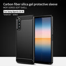 For Sony Xperia 10 IV MOFI Gentleness Series Brushed Texture Carbon Fiber Soft TPU Case(Black)
