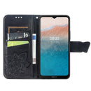 For Nokia C21 Plus Butterfly Love Flower Embossed Horizontal Flip Leather Phone Case(Black)