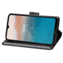 For Nokia C21 Plus Butterfly Love Flower Embossed Horizontal Flip Leather Phone Case(Black)