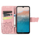 For Nokia C21 Plus Butterfly Love Flower Embossed Horizontal Flip Leather Phone Case(Rose Gold)