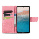 For Nokia C21 Plus Butterfly Love Flower Embossed Horizontal Flip Leather Phone Case(Pink)