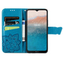 For Nokia C21 Plus Butterfly Love Flower Embossed Horizontal Flip Leather Phone Case(Blue)