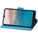 For Nokia C21 Plus Butterfly Love Flower Embossed Horizontal Flip Leather Phone Case(Blue)