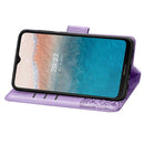 For Nokia C21 Plus Butterfly Love Flower Embossed Horizontal Flip Leather Phone Case(Light Purple)