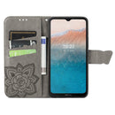 For Nokia C21 Plus Butterfly Love Flower Embossed Horizontal Flip Leather Phone Case(Gray)