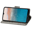 For Nokia C21 Plus Butterfly Love Flower Embossed Horizontal Flip Leather Phone Case(Gray)
