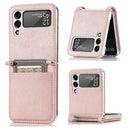 For Samsung Galaxy Z Flip 4 5G Folding Litchi Texture Card Wallet Phone Case(Pink)