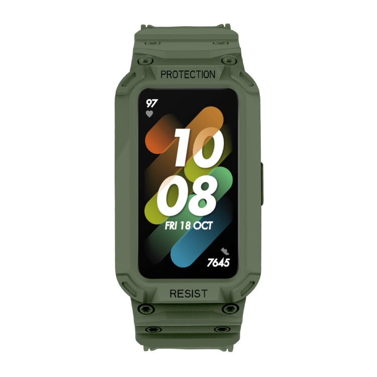 For Huawei Band 6 / 7 / Honor Band 6 JSM Integrated TPU Adjustable Elastic Watch Band (Army Green)