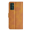 For Samsung Galaxy M13 4G Dual-side Magnetic Buckle Horizontal Flip Leather Phone Case(Yellow)
