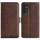 For Samsung Galaxy M13 4G Dual-side Magnetic Buckle Horizontal Flip Leather Phone Case(Brown)