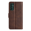 For Samsung Galaxy M13 4G Dual-side Magnetic Buckle Horizontal Flip Leather Phone Case(Brown)
